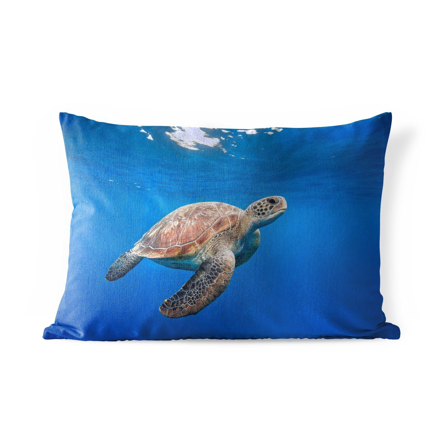 MuchoWow Dekokissen Schildkröte im Ozean, Outdoor-Dekorationskissen, Polyester, Dekokissenbezug, Kissenhülle