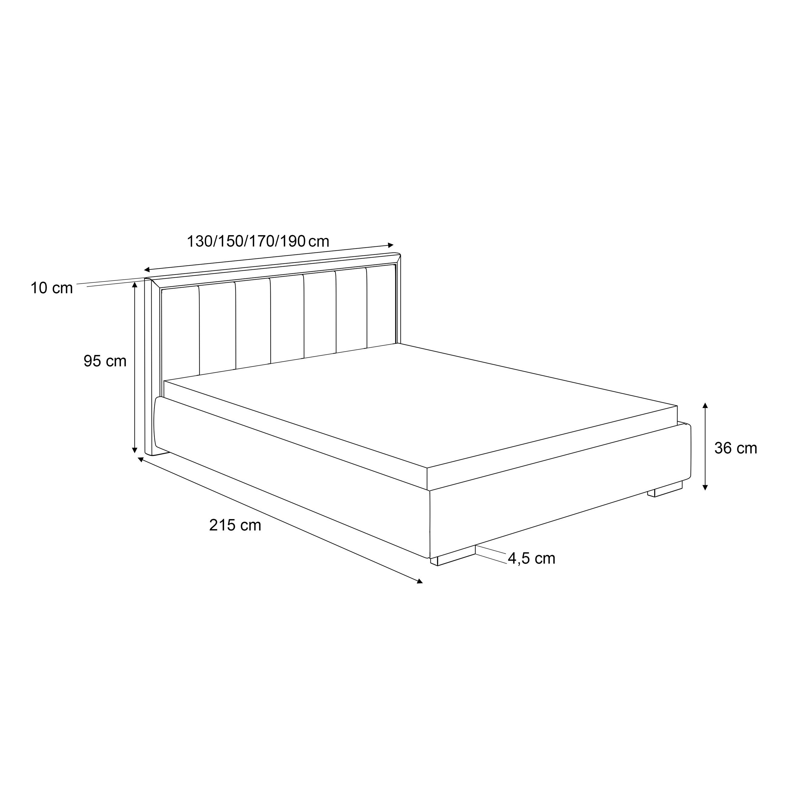 Lookway Polsterbett AURELIA 180x200 mit Bettkasten und Metallgestell – Jasmine 22 (ohne Matratze), Breite: 180 cm – Bild 5 von 5