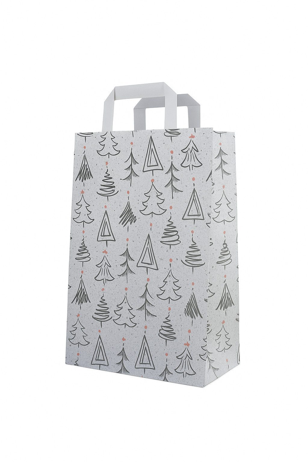 Poller GmbH Vogtland Tragetasche Papiertragetasche weiß, Motiv: "Weihnacht", 70 g/qm, 22 + 10 x 36 cm (10-tlg)