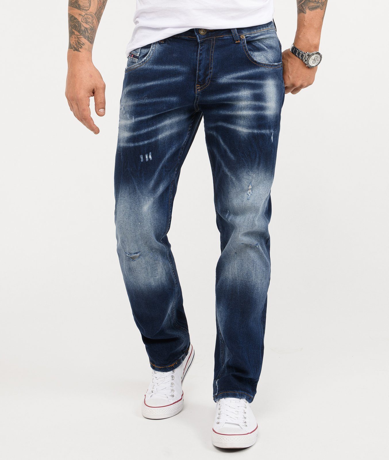 Rock Creek Regular-fit-Jeans Herren Jeans Stonewashed günstig online kaufen
