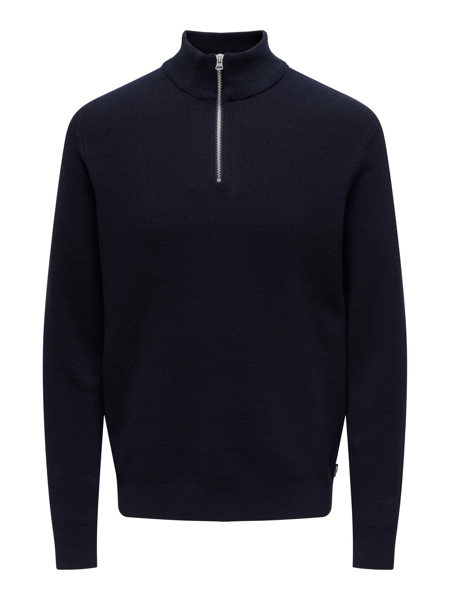 ONLY & SONS Strickpullover Freizeit ONSPHIL Polo Strick ONSPHIL REG 12 STRUC HALF ZIP KNIT NOOS