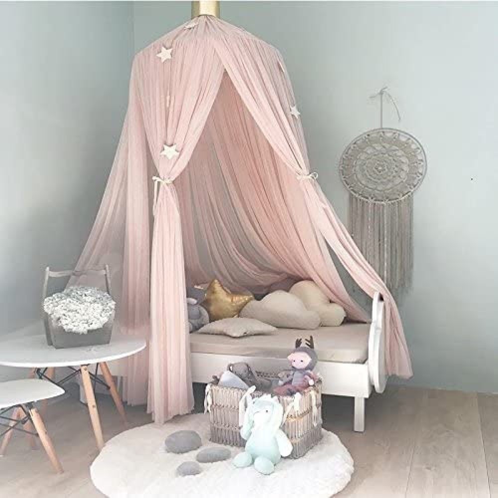 Gewebe rosa Moskitonetz GelldG Romantischer Baldachin Betthimmel Babybett Polyester Baldachin