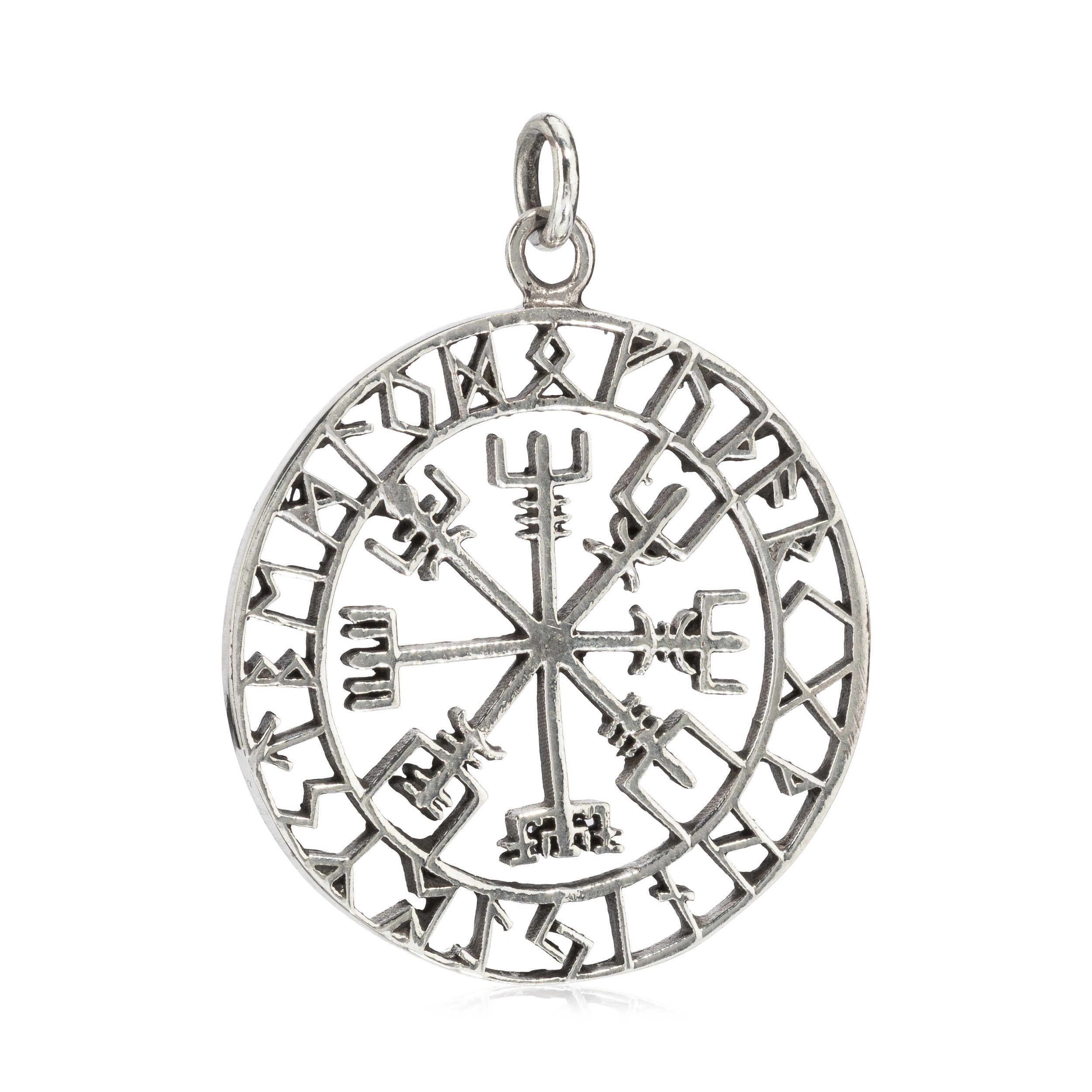 Kettenanhänger Amulett für Kettenanhänger Damen Vegvisir Silber Silberschmuck Runen Silbe, 925 Sterling 3,6cm NKlaus