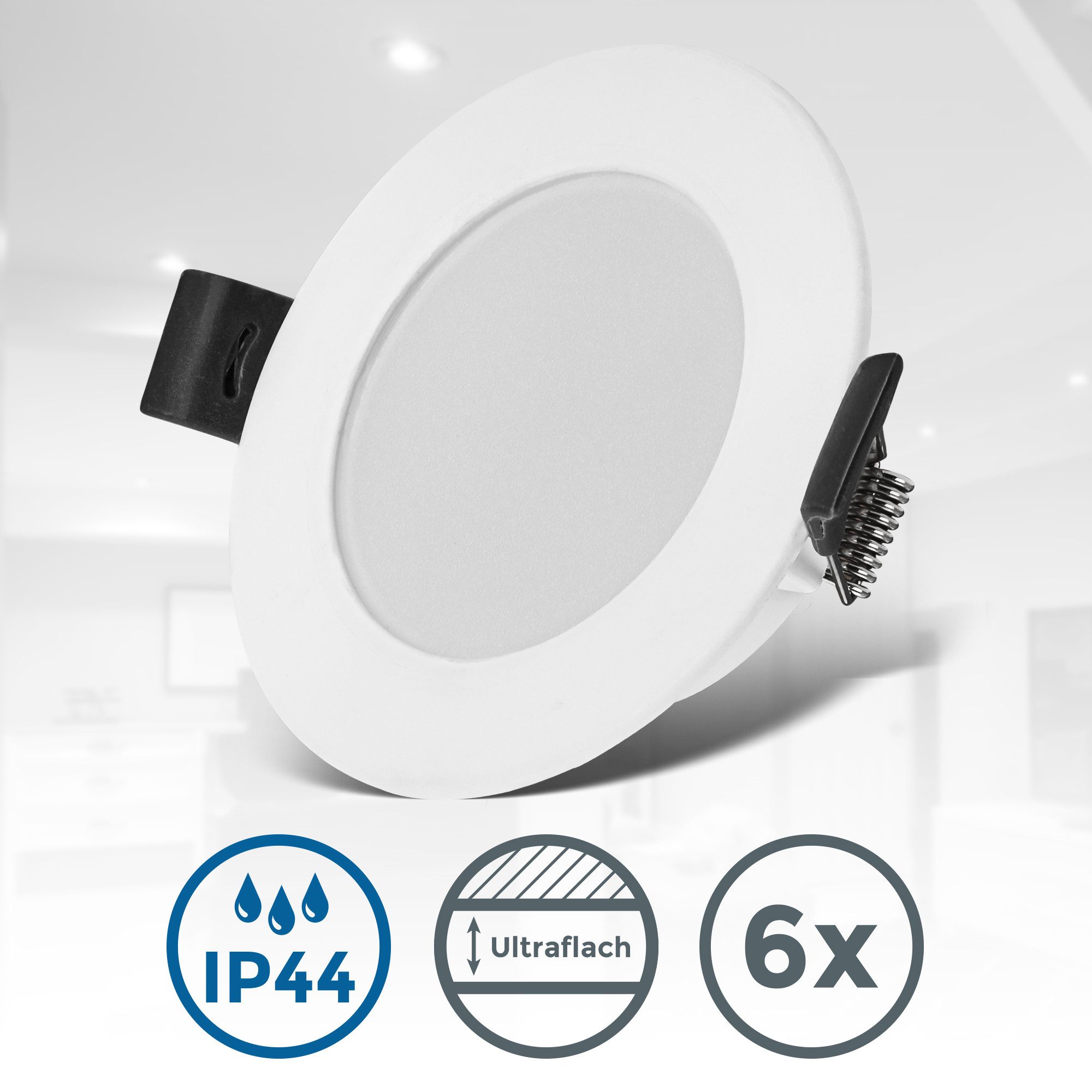 B.K.Licht LED Einbauleuchte LED Einbauleuchten IP44 5er-Set Kunststoff Schwarz, LED fest integriert, Neutralweiß, inkl. 6 x LED-Platine 4W 346lm 4.000K