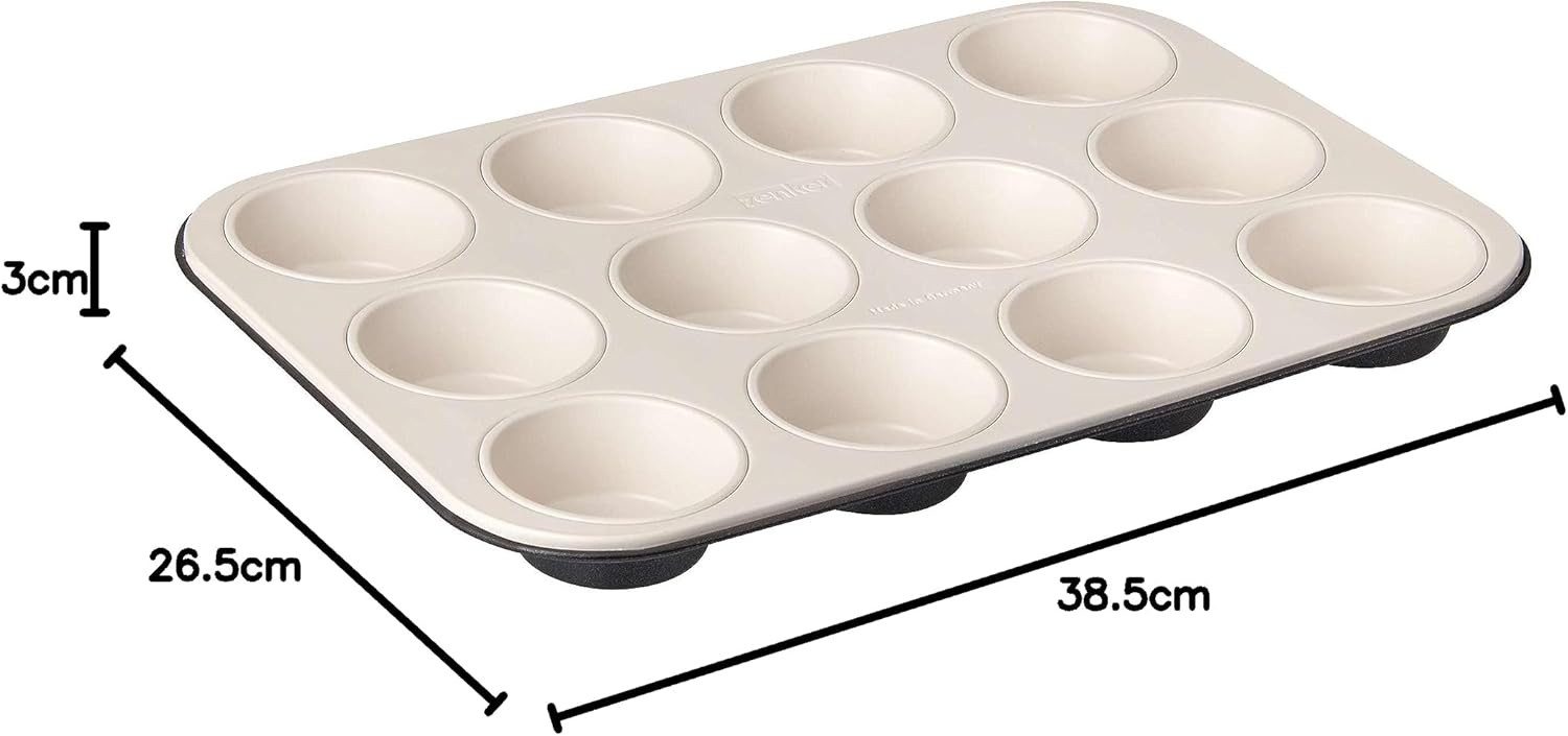 Zenker Muffinform Zenker 12er-Muffinform 38,5cm je Ø 7 cm CREME NOIR, Muffinbackform