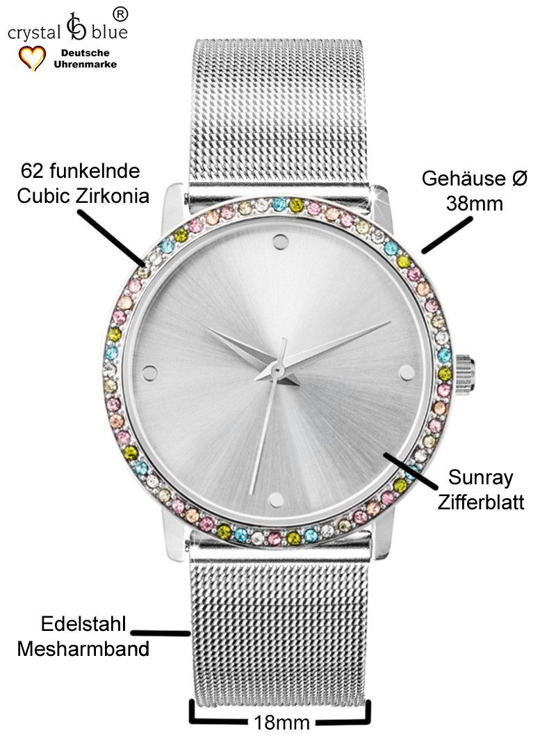 crystal blue Quarzuhr Damenuhr silber 62 günstig online kaufen