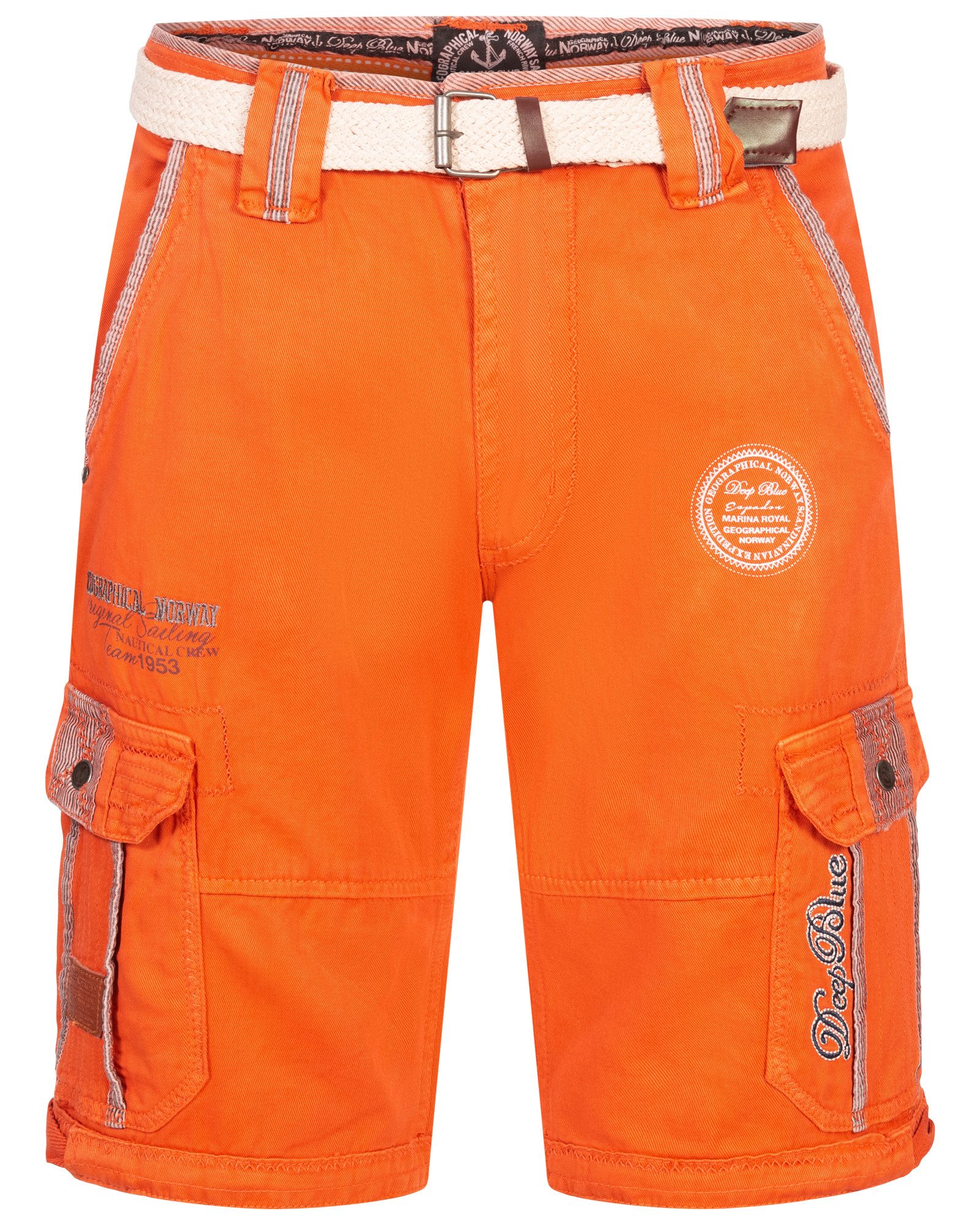 Geographical Norway Shorts Herren Cargo Shorts Kurze Hose Short Bermuda Knielang Sommer + Gürtel