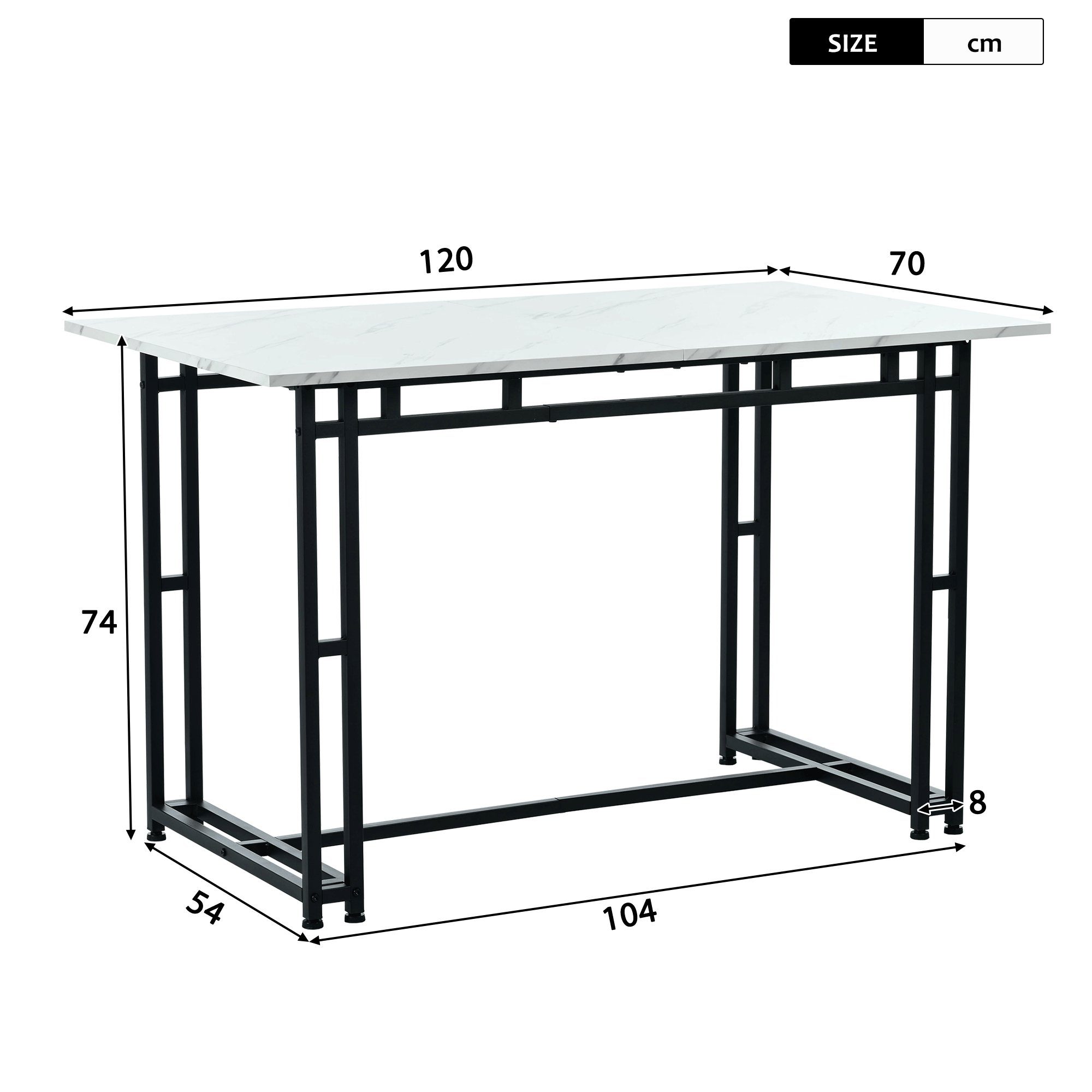 OKWISH Esstisch Esszimmertisch Küchen rechteckig Marmoroptik Bürotisch, 120 günstig online kaufen
