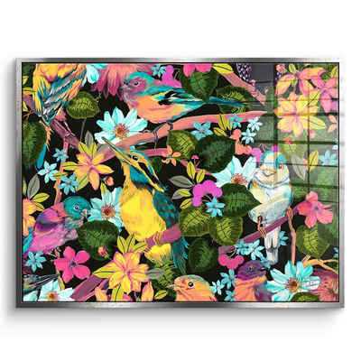 DOTCOMCANVAS® Acrylglasbild Flowers and Birds - Acrylglas, Acrylglasbild Flowers Blumen Vögel Tiere Pflanzen floral Wandbild