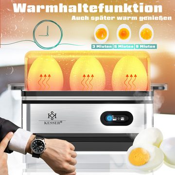 KESSER Eierkocher, für 1 bis 6 Eier elektrisch aus Edelstahl 400W & Warmhaltefunktion