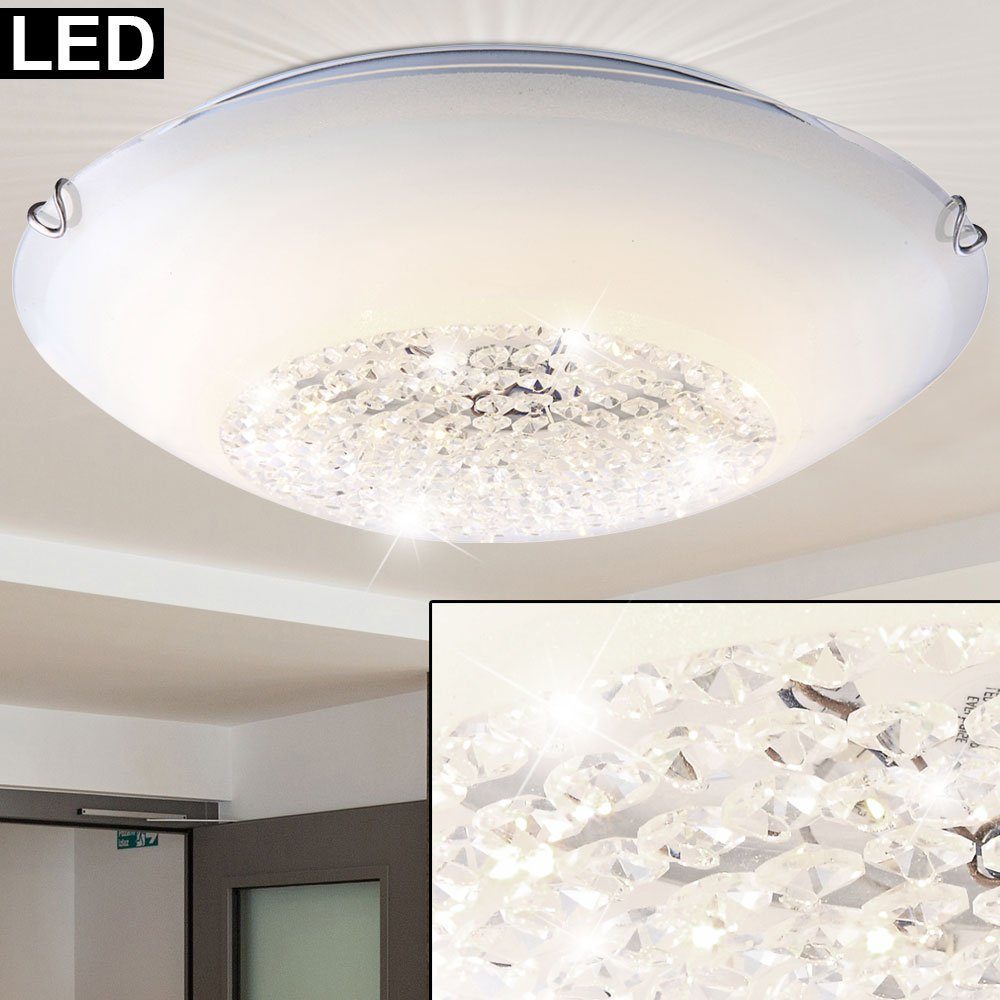 15W Luxus LED Decken Lampe Wohn Ess Schlaf Bade Zimmer Leuchte Amber Kristalle 