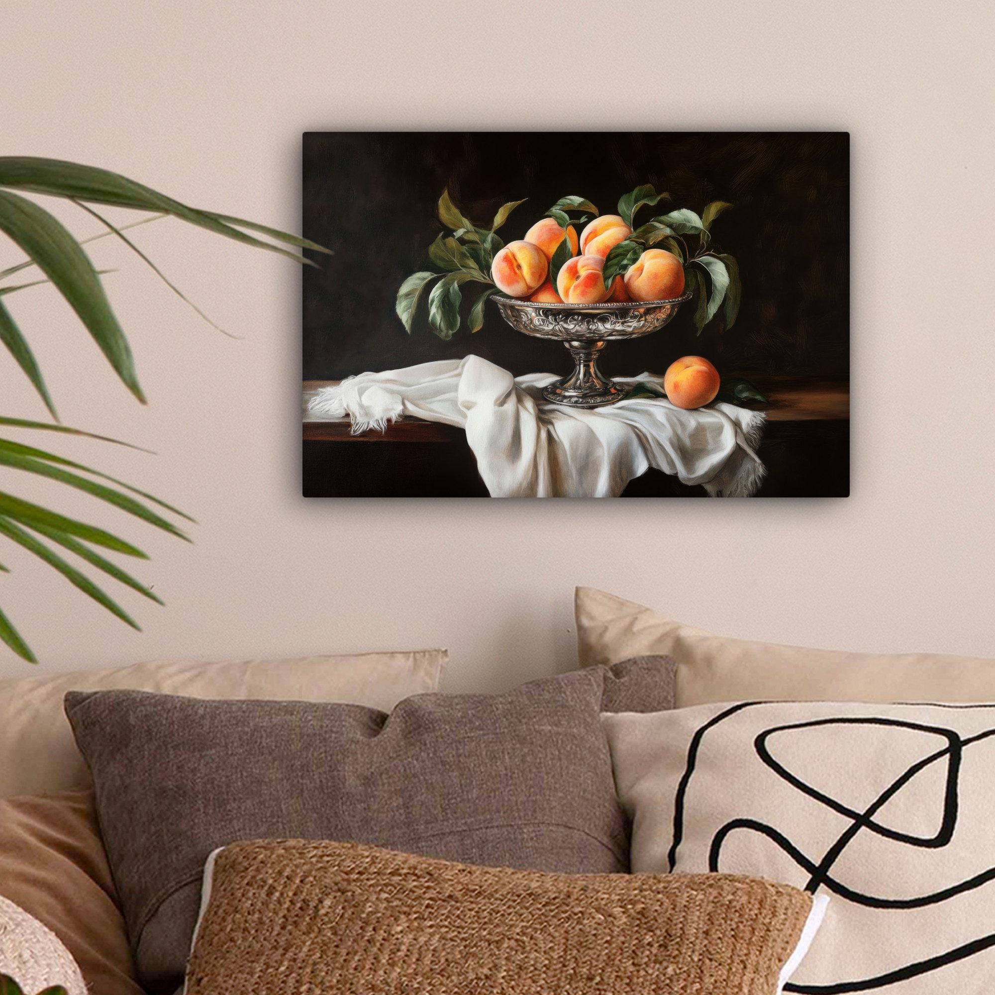 OneMillionCanvasses® Leinwandbild Stillleben - Pfirsiche - Vintage, Fotodru günstig online kaufen