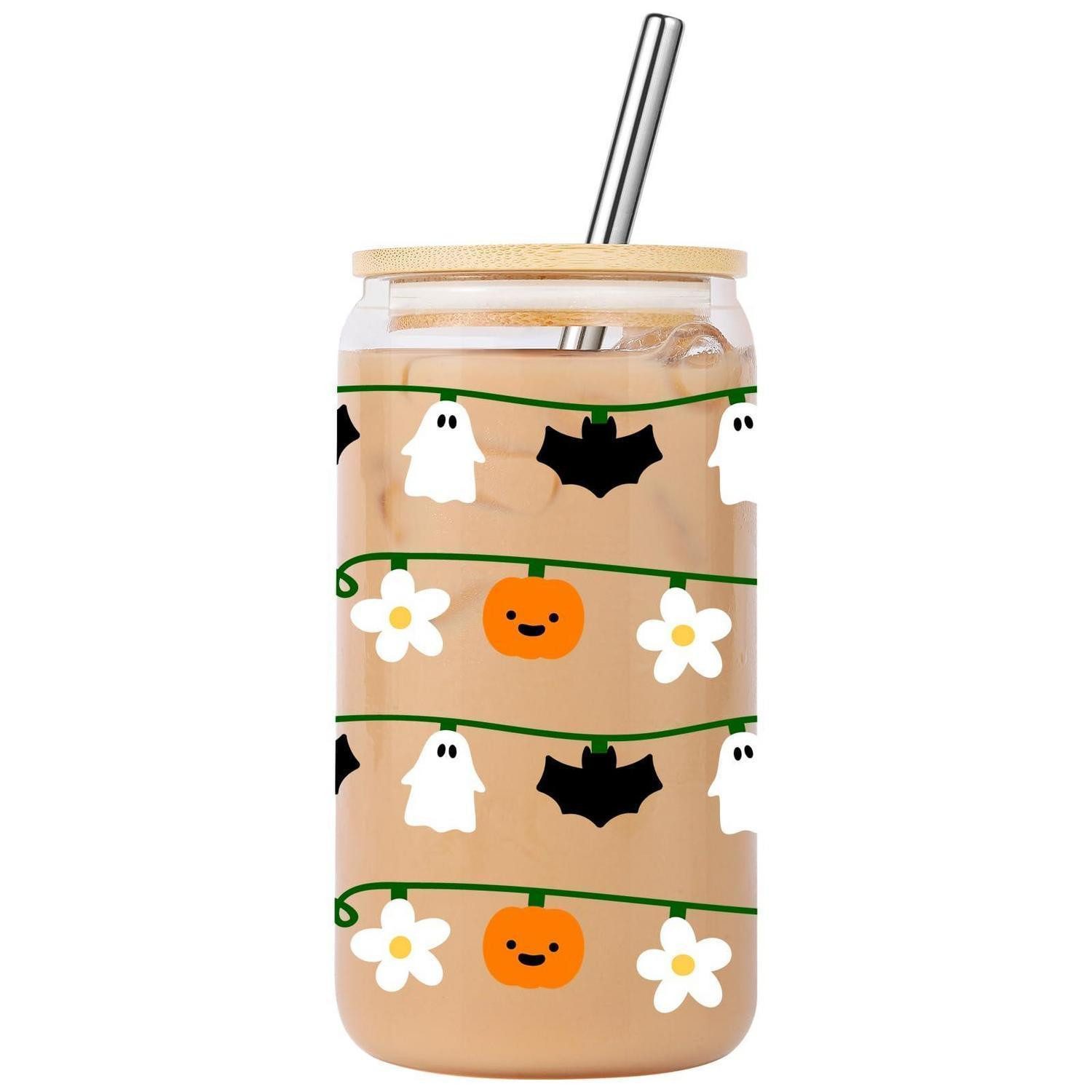 LuxusKollektion Tasse Halloween Tasse 16oz Kürbis mit Deckel, Glas