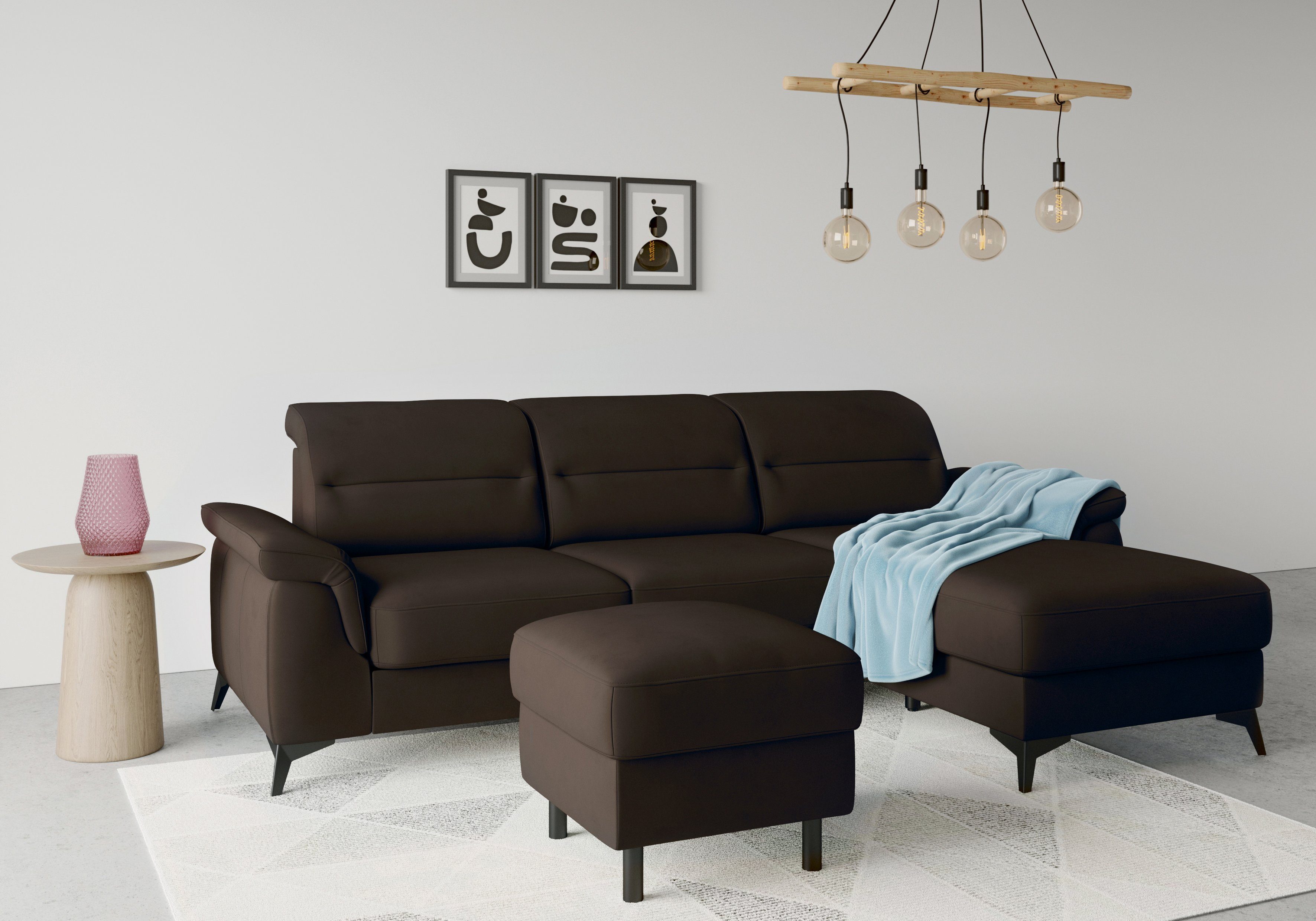 sit&more Sinatra, Kopfteilverstellung und optional mit Armteilfunktion mit Ecksofa Recamiere,