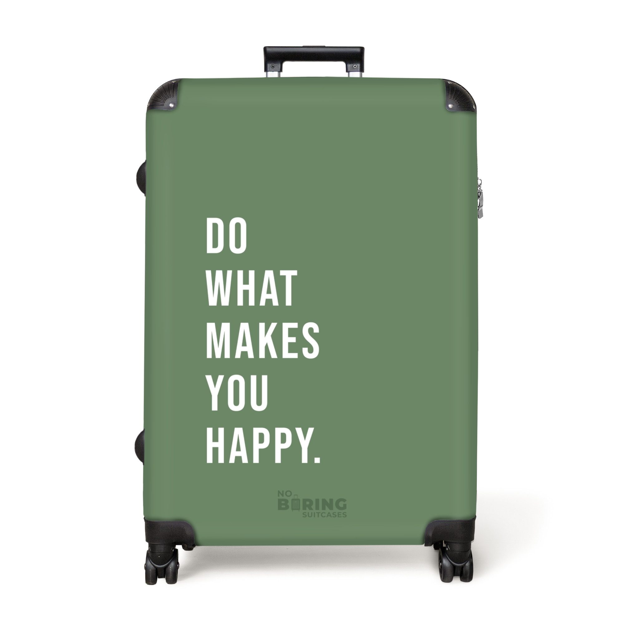 NoBoringSuitcases.com© Hartschalen-Trolley Grün mit Zitat "Tu, günstig online kaufen