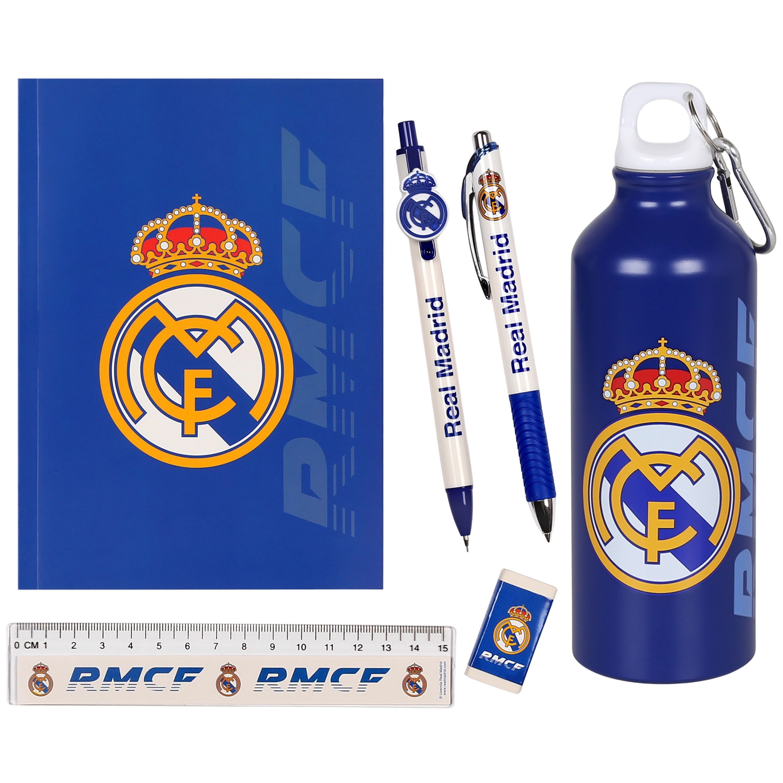 Real Madrid Trinkflasche Real Madrid Schulset für Spieler & Gamer mit Schreibwaren + Flasche