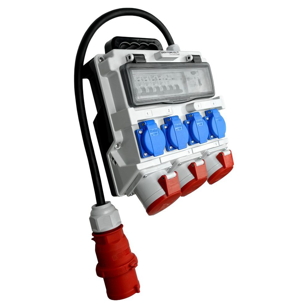 Doktorvolt Verteilerbox Stromverteiler FI-Schutzschalter TR-S/FI 4x230V 3x400V 1x32A/2x16A