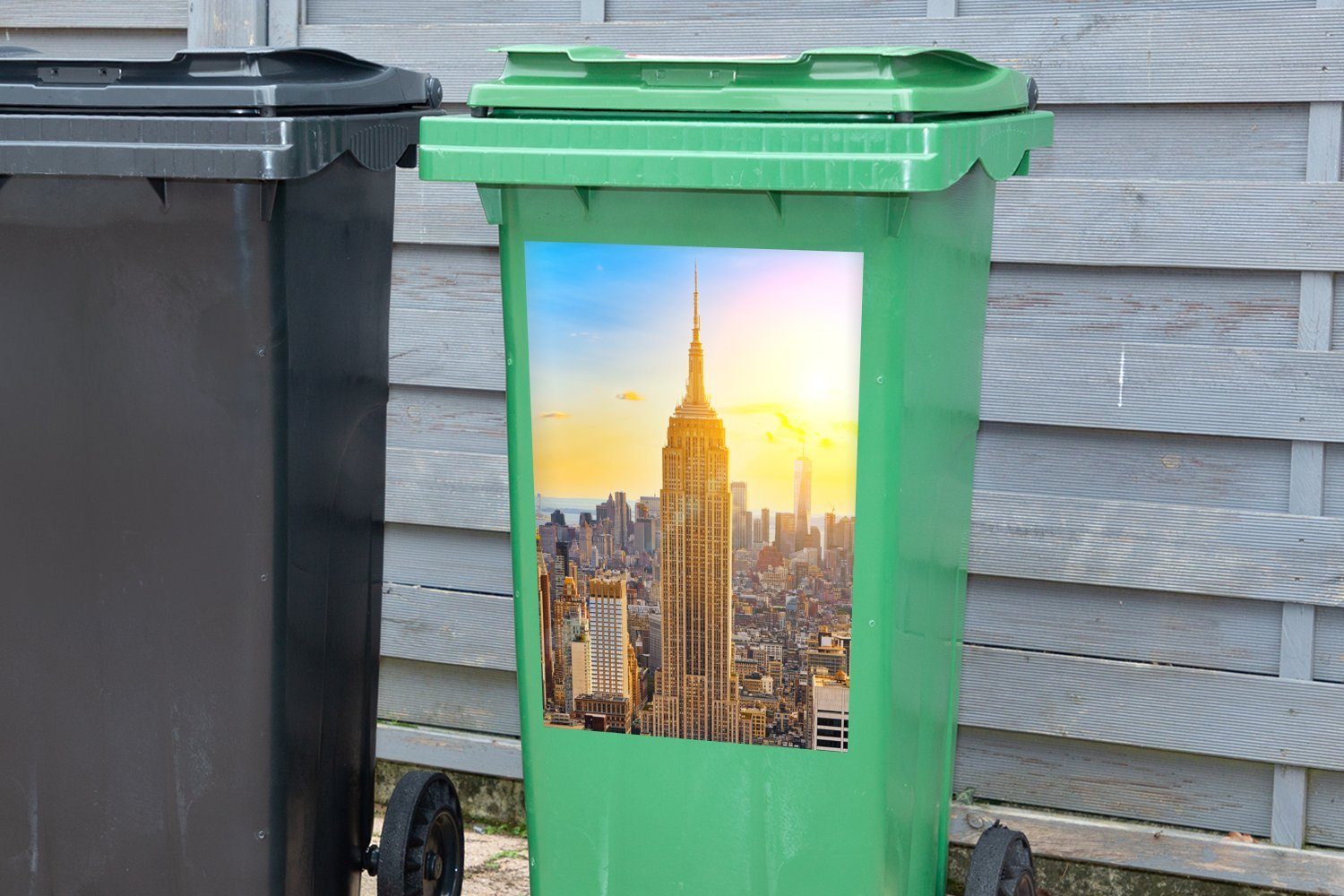 New Empire St), Sticker, - York Abfalbehälter - Mülleimer-aufkleber, Building Wandsticker Container, Sonne MuchoWow State (1 Mülltonne,