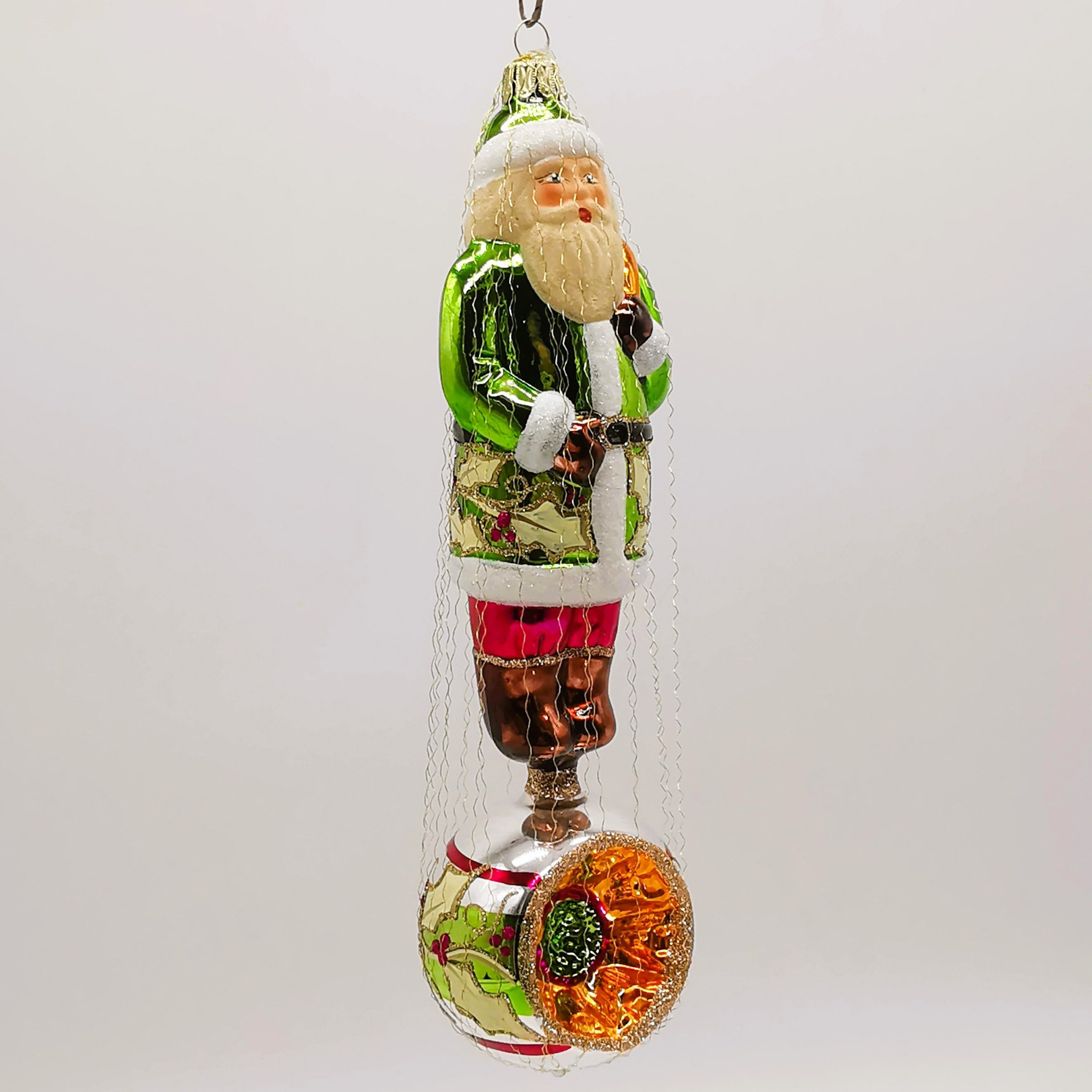 Schatzhauser Christbaumschmuck Weihnachtsmann Reflex-Ornament Ilexband 24cm (1-tlg), mundgeblasen, handbemalt