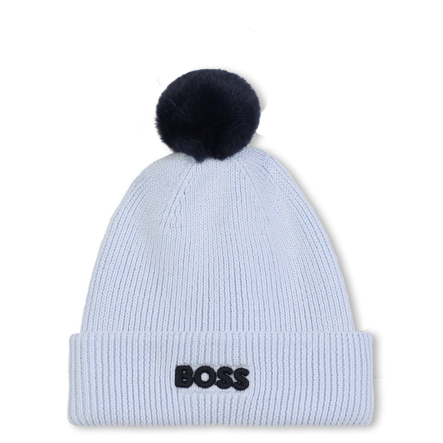 BOSS Strickmütze BOSS Kids Strickmütze mit Bommel himmelblau