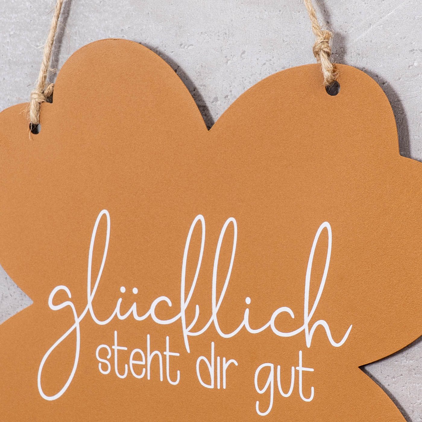 Levandeo® Metallbild, Schild Kleeblatt Glücklich steht dir Gartendeko Türschild Edelrost