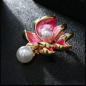 AUKUU Brosche Lotusbrosche Lotusbrosche Perlenkorsage elegante Cheongsam, Accessoires Anstecknadeln und Schmuckstück für Damen