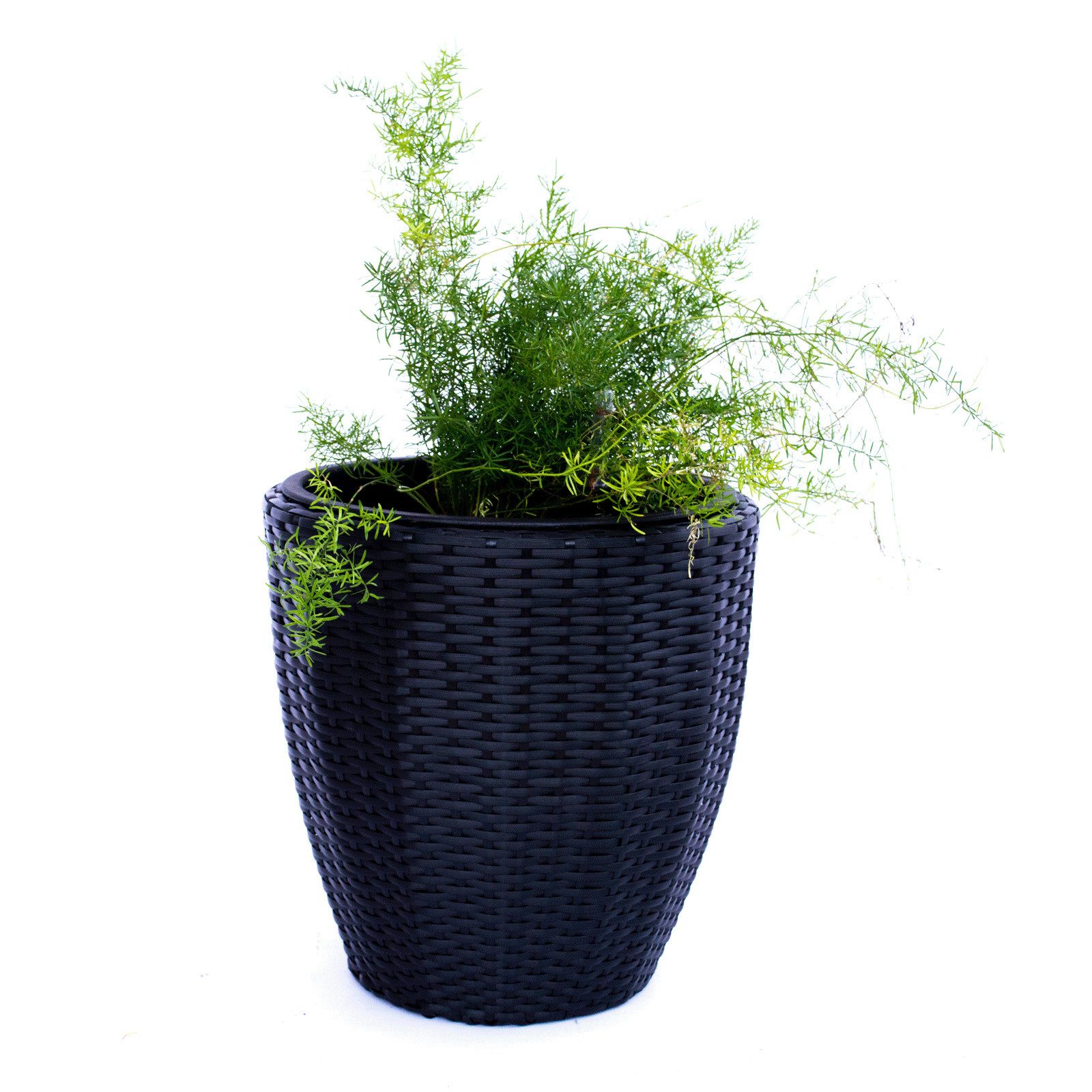 Elegant Einrichten Pflanzkübel Polyrattan rund konisch D30xH30cm schwarz (1 St)