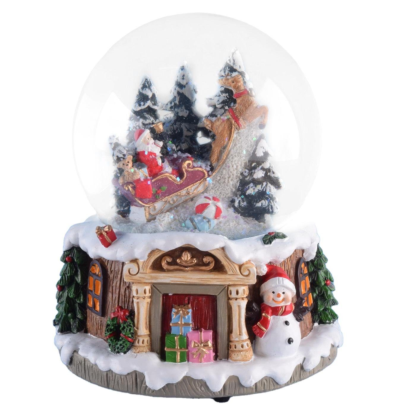 ELLUG Spieluhr Weihnachtsmann auf Schlitten ⌀100mm, weihnachtlicher Sockel günstig online kaufen