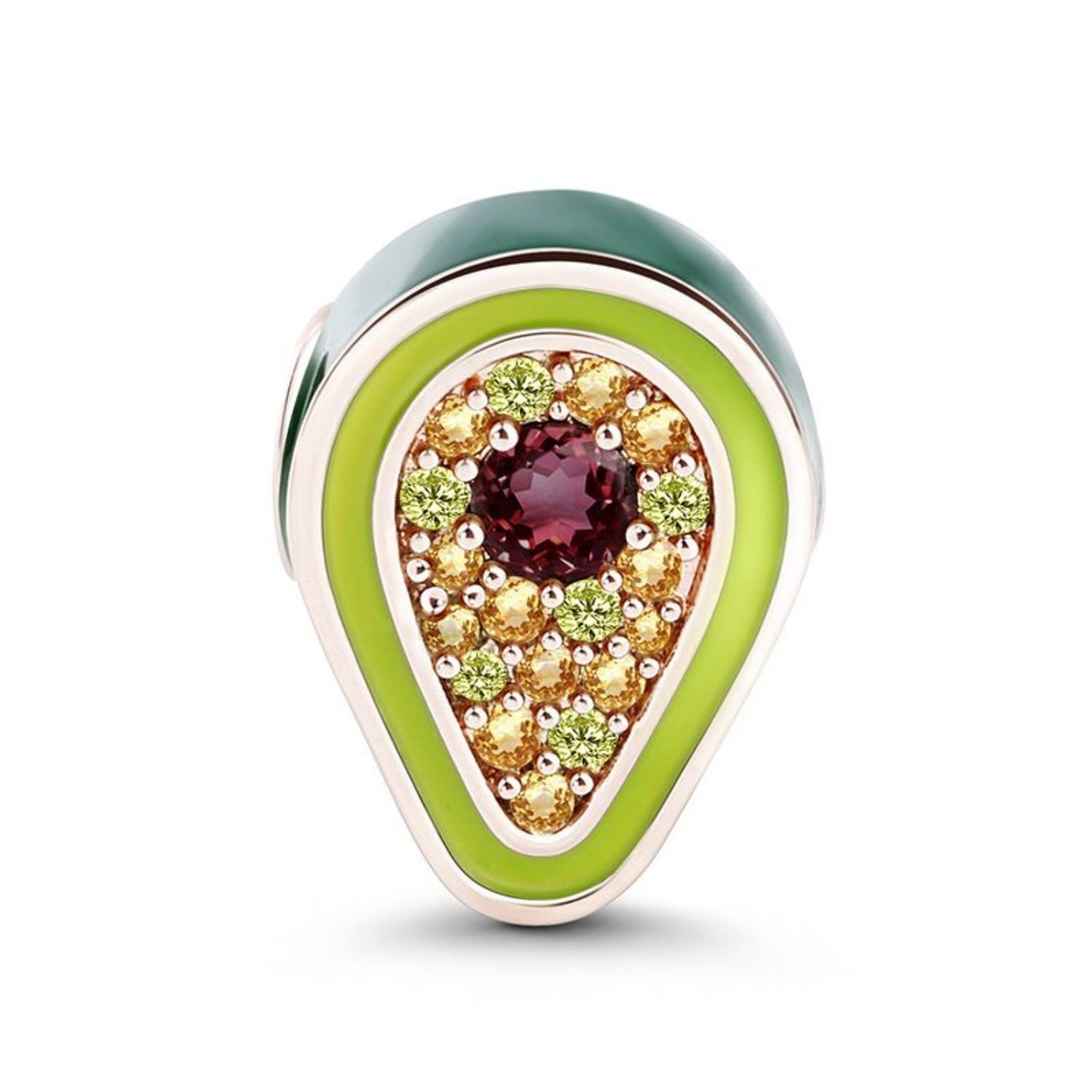 Bead Gnoce Charm Avocado CDC016 Silber rosévergoldet