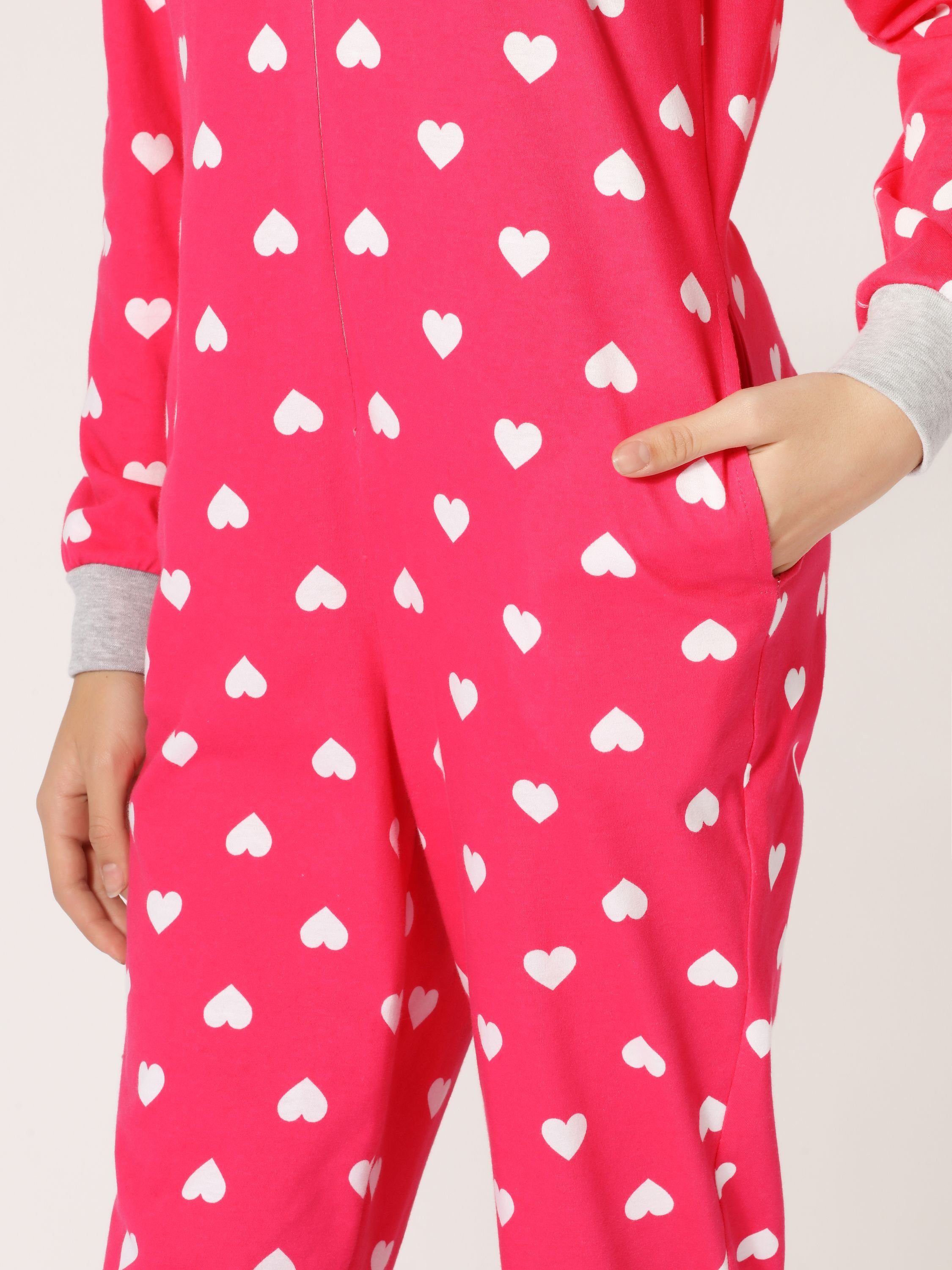 Mädchen Style Jugend Schlafanzug Rosa/Herzen MS10-235 Merry Schlafanzug Schlafoverall