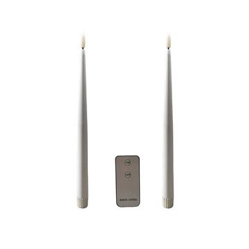 Coen Bakker Deco BV LED-Kerze (Set, 3-tlg), Stabkerzen 2 Stück weiß Fernbedienung 29,5cm 3D-Flamme