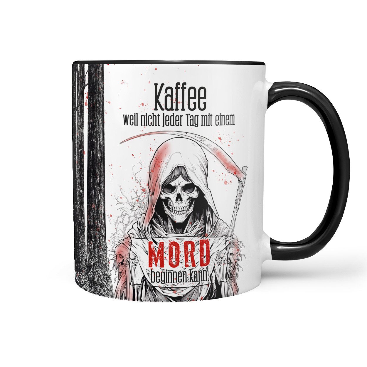 Sunnywall Tasse Kaffee, weil nicht jeder Tag - Spruch Tasse Totenkopf, Keramik, inkl. Geschenkkarte