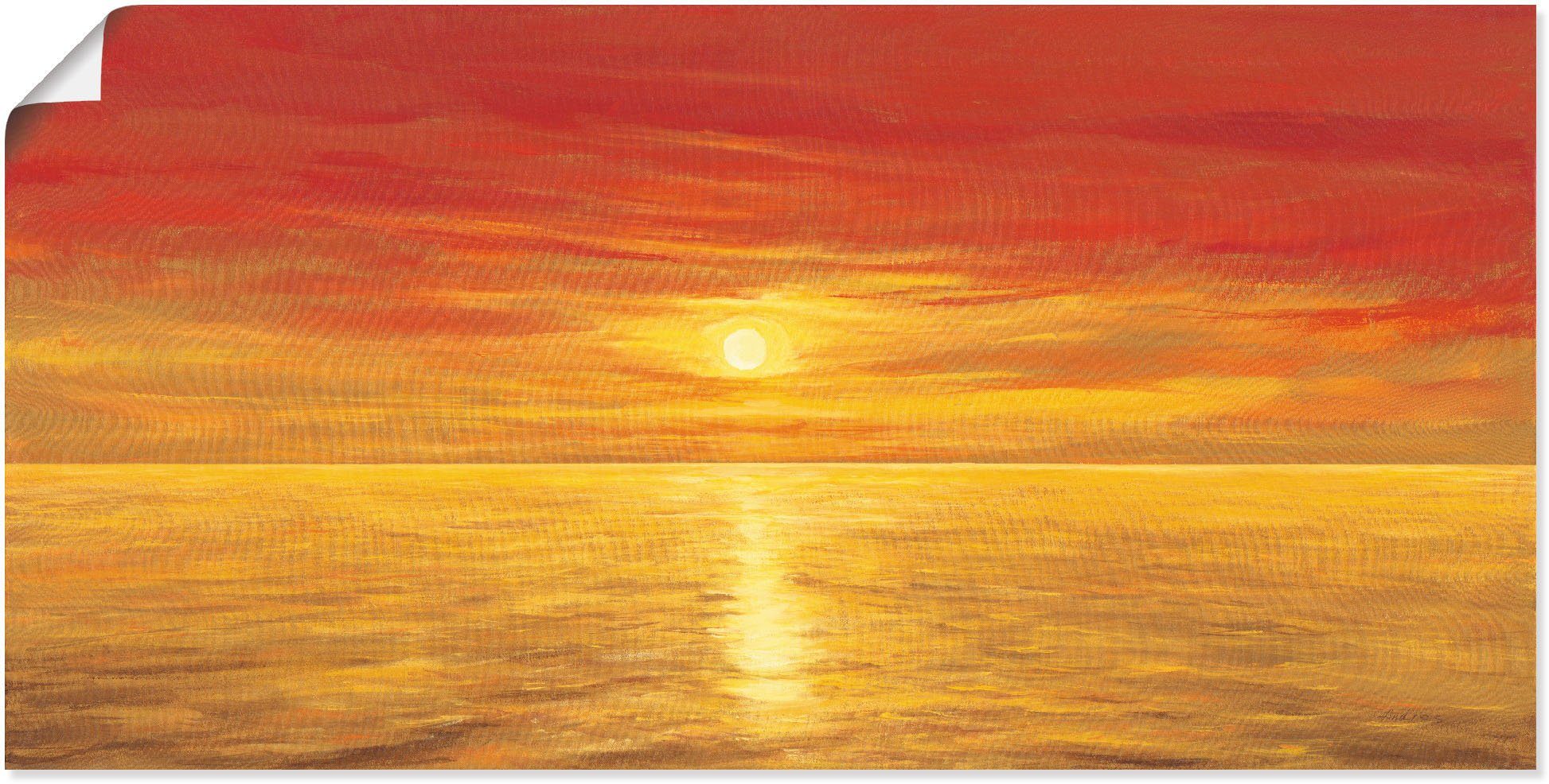 (1 Artland Wandbild oder Meer Leinwandbild, in versch. Meer, Wandaufkleber Oranges als Poster Größen Bilder Alubild, St),