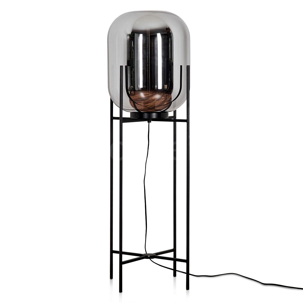 hofstein Stehlampe moderne Stehlampe aus Metall/Glas in Schwarz/Chromfarben günstig online kaufen