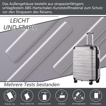Coolife Kofferset ABS Material mit TSA-Schloss, 4 Rollen, Interieur mit Reißverschlusstasche und elastischem FullCapacity Design