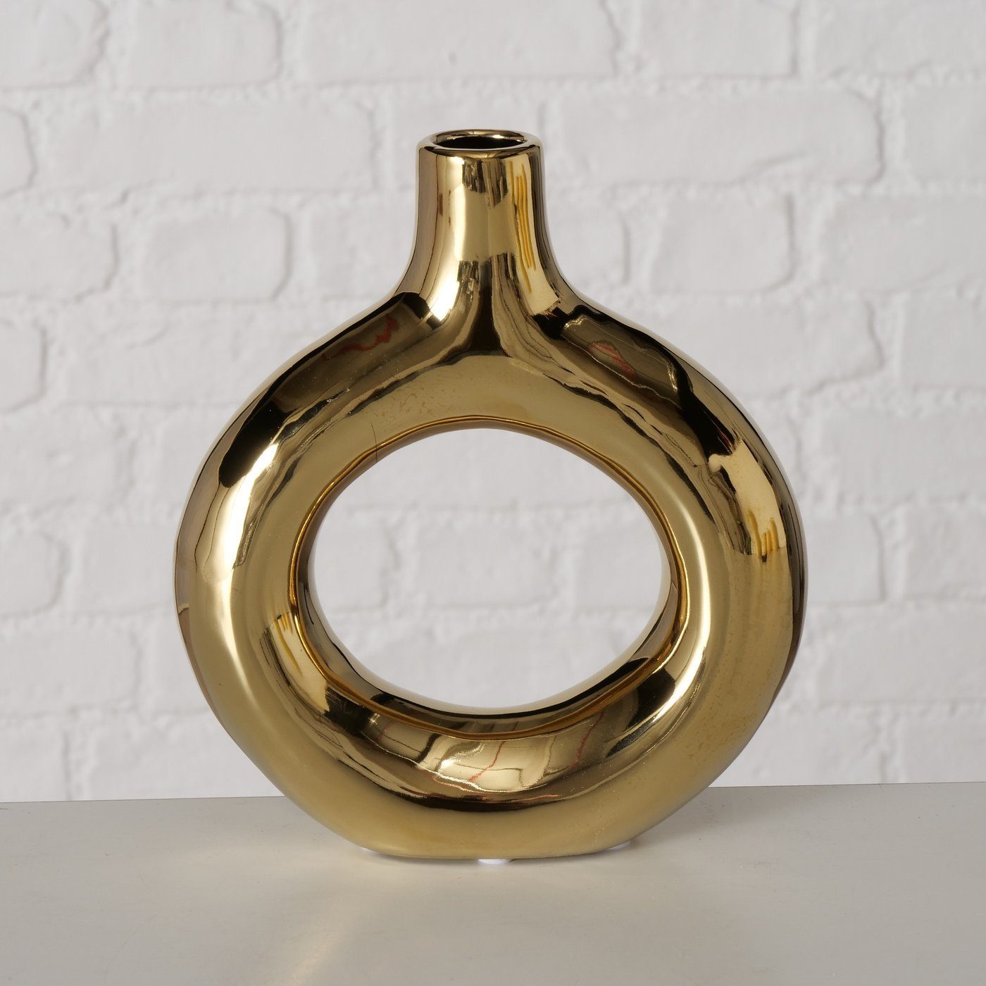 BOLTZE Dekovase "Newark" aus Keramik (Steingut) in gold, Vase