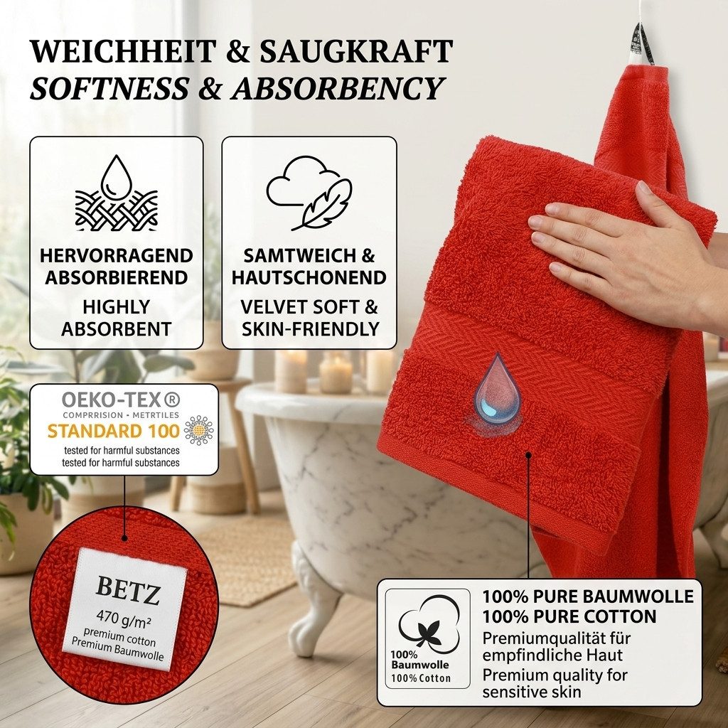 Betz Handtücher 10-teiliges Handtuch Set Premium, 100% Baumwolle (10-St), 4 Handtücher 50x100 cm, 2 Duschtücher 70x140 cm, 2 Gästetücher 30x50 – Bild 4 von 5