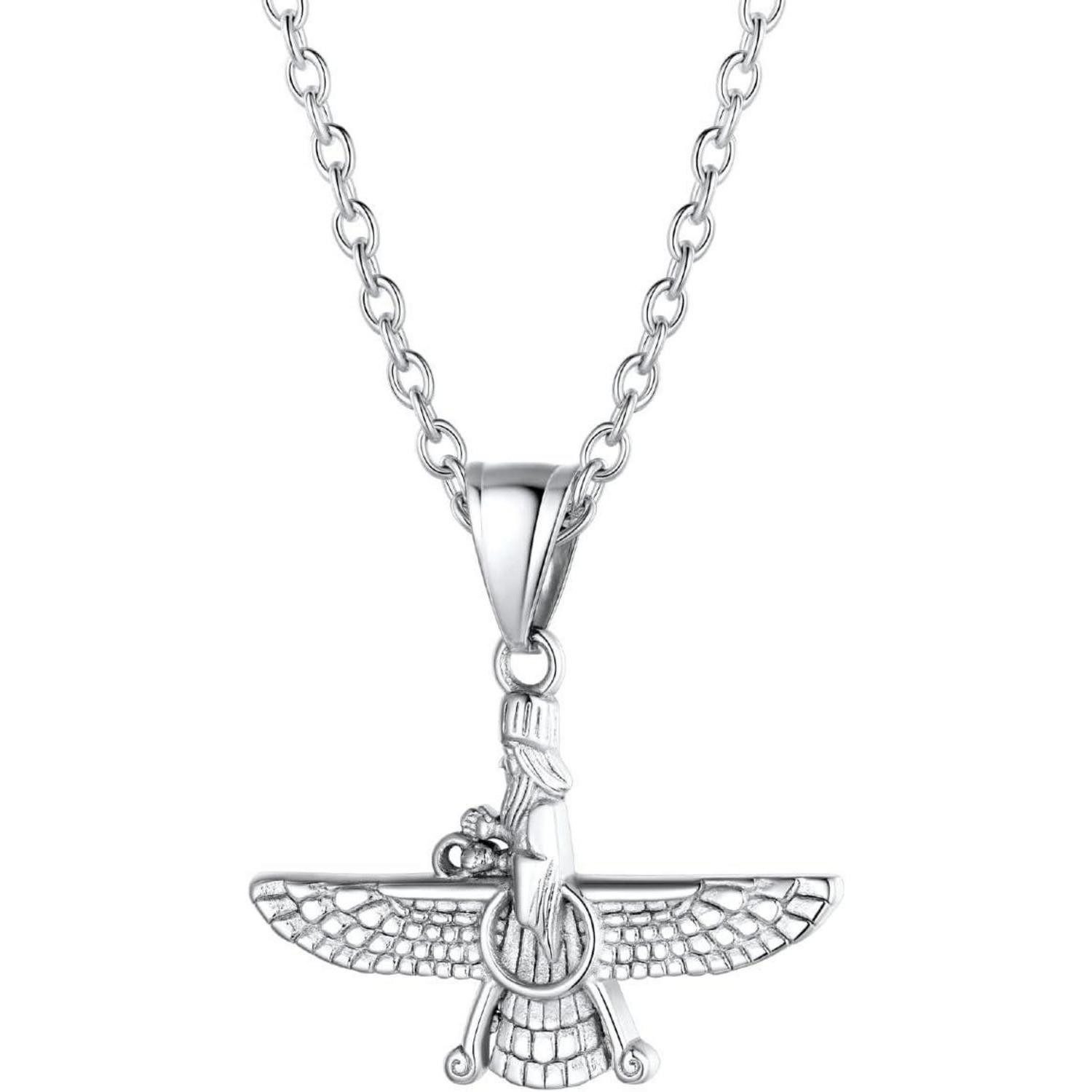 Kette mit Anhänger Faravahar Anhänger Halskette Edelstahl Zoroastrismus Persisch