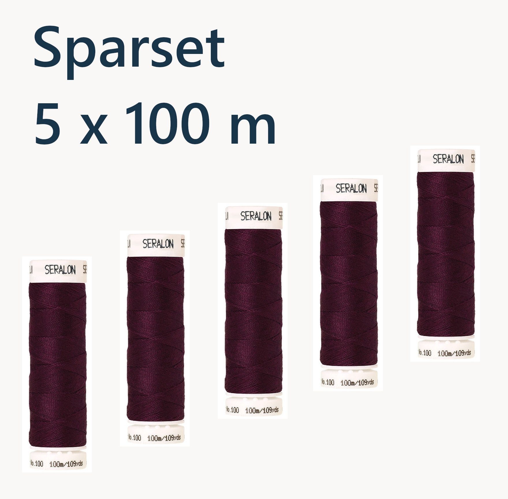 Amann 5 x 100 m Amann Nähgarn Всеsnäher Seralon - 0158 - Weinviolett Nähgarn, 500 m (Sparset, 5-St), Nähgarn für alle Stoff- und Sticharten