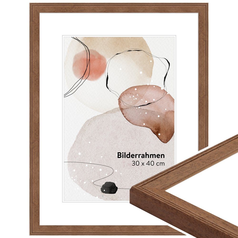 Bilderrahmen Massivholz Stil H320, im aus WANDStyle Klassisch Eiche-Optik,