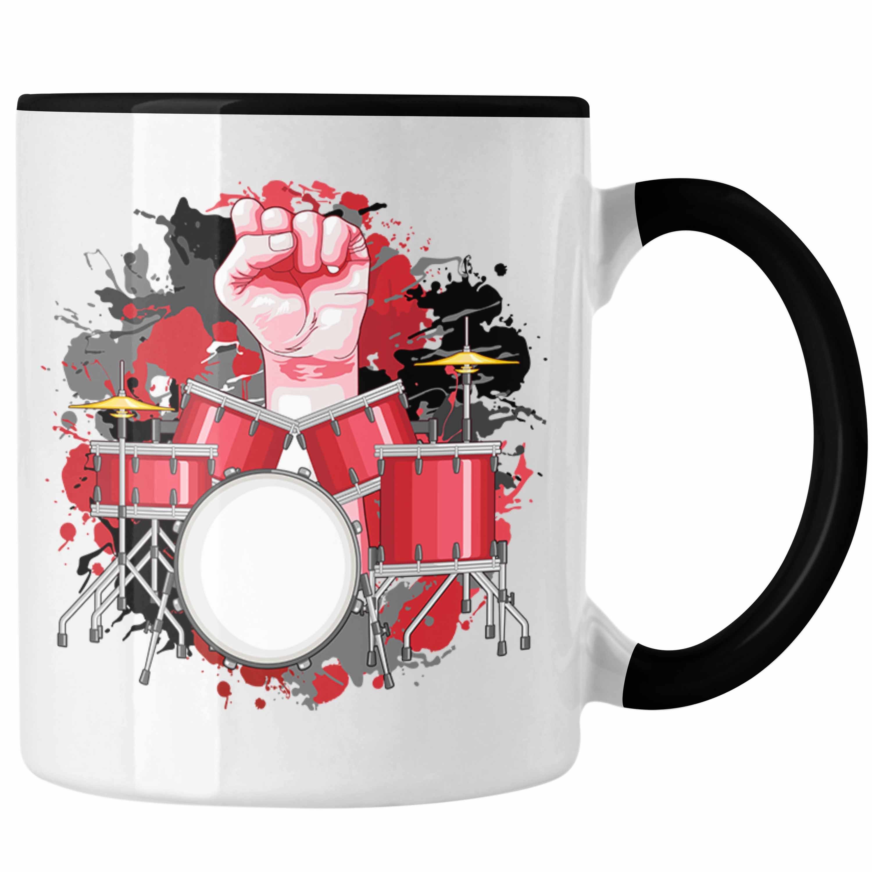 Trendation Tasse Schlagzeug Tasse Geschenk für Schlagzeug-Spieler zum Geburtstag oder W Schwarz