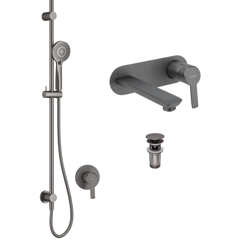 Lomadox Badarmatur DEANTE-30 Badezimmer Armaturen Set in titanium