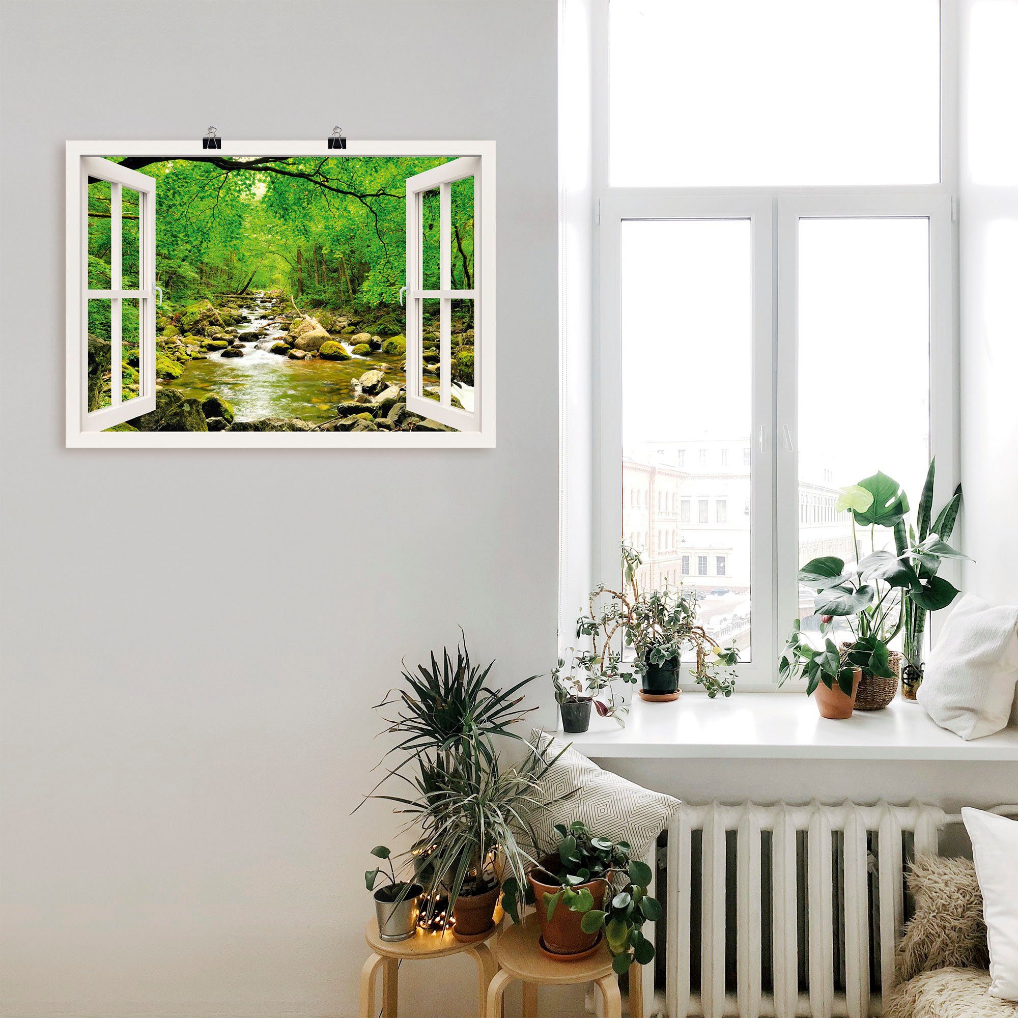 Fluß Artland Poster Wandbild Leinwandbild, versch. Fensterblick Fensterblick Smolny, als oder Größen (1 Wandaufkleber Herbstwald St), in