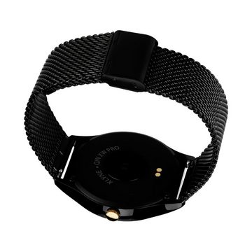 X-Watch QIN XW PRO Smartwatch (3,9 cm/1,22 Zoll, iOS und Android) Herren Smartwatch mit hochwertigem Armband und magnetischem Ladekabel, 3 teilig: Uhr, Armband, Ladekabel, Puls- & Blutdruck, Anruf- & Nachrichtenanzeige, 100 Std Akku