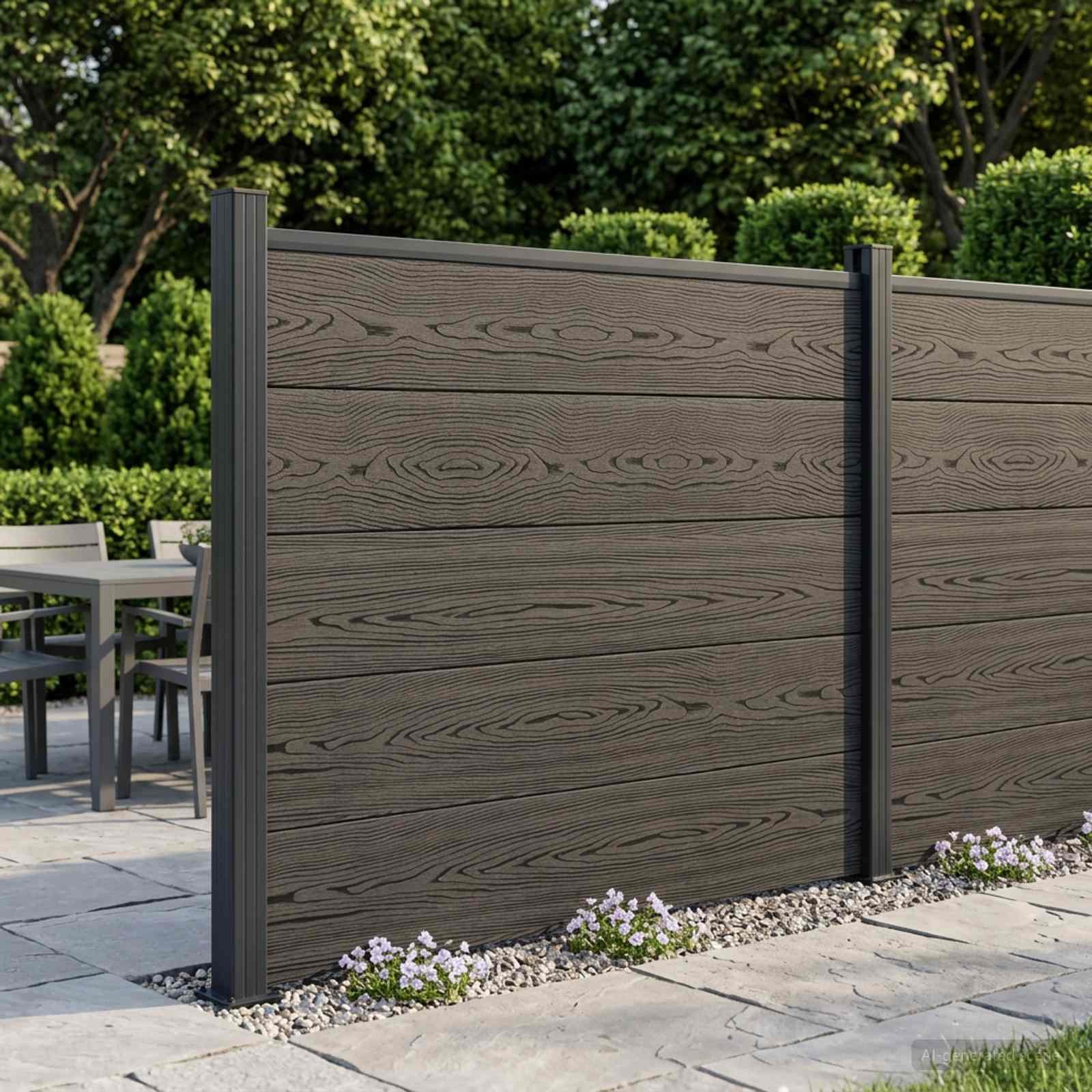 vidaXL Gartenzaun zaunset 180 x 105 cm WPC und Aluminium Schwarz, (1-St)