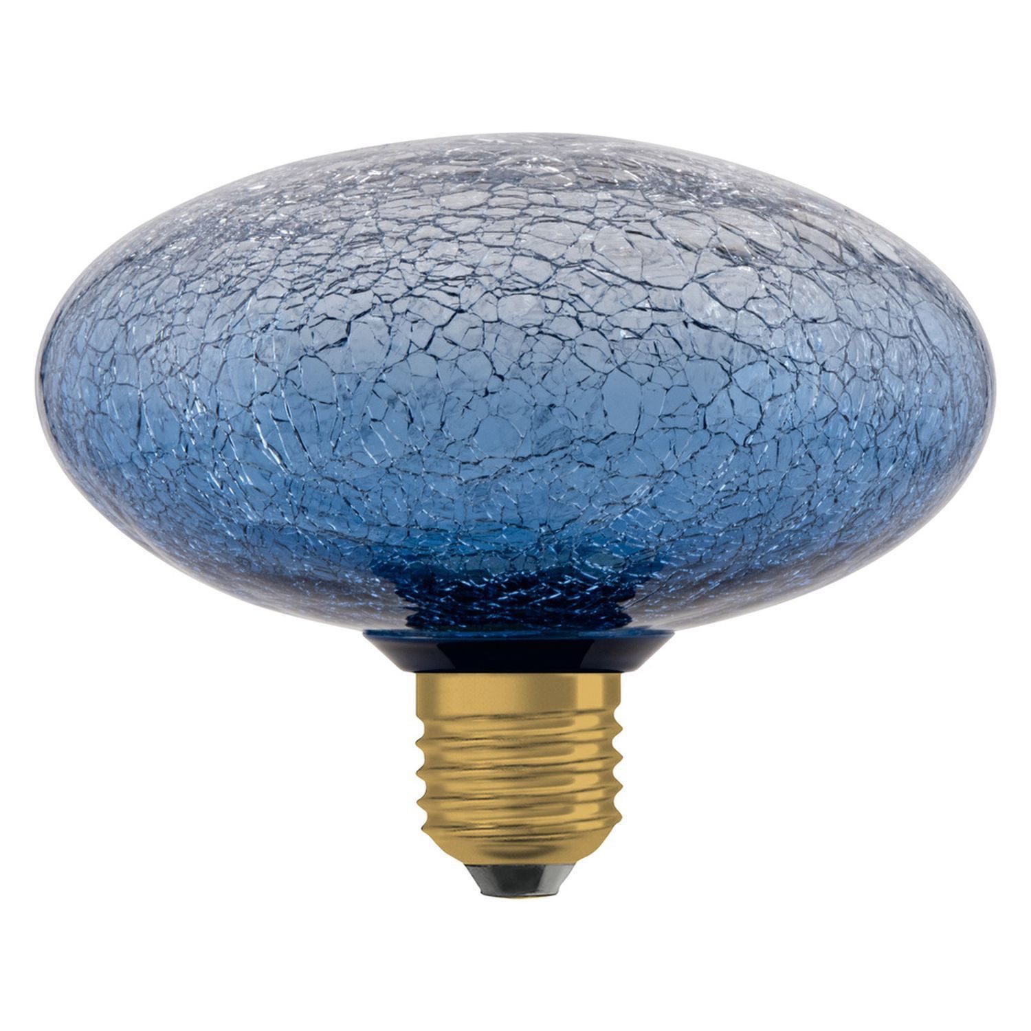 Licht-Erlebnisse LED-Leuchtmittel LAMP, E27, Warmweiß, E27 Crackled Glas Blau Ø 15 cm 2700 K 300 lm warmweiß Deko Lampe