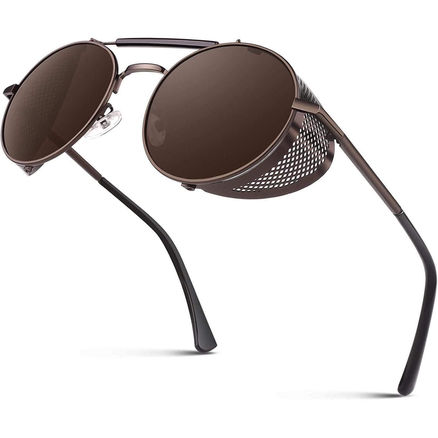 LuxusKollektion Retrosonnenbrille Sonnenbrille Herren Steampunk Metall Polarisiert 1.3-braun Braun