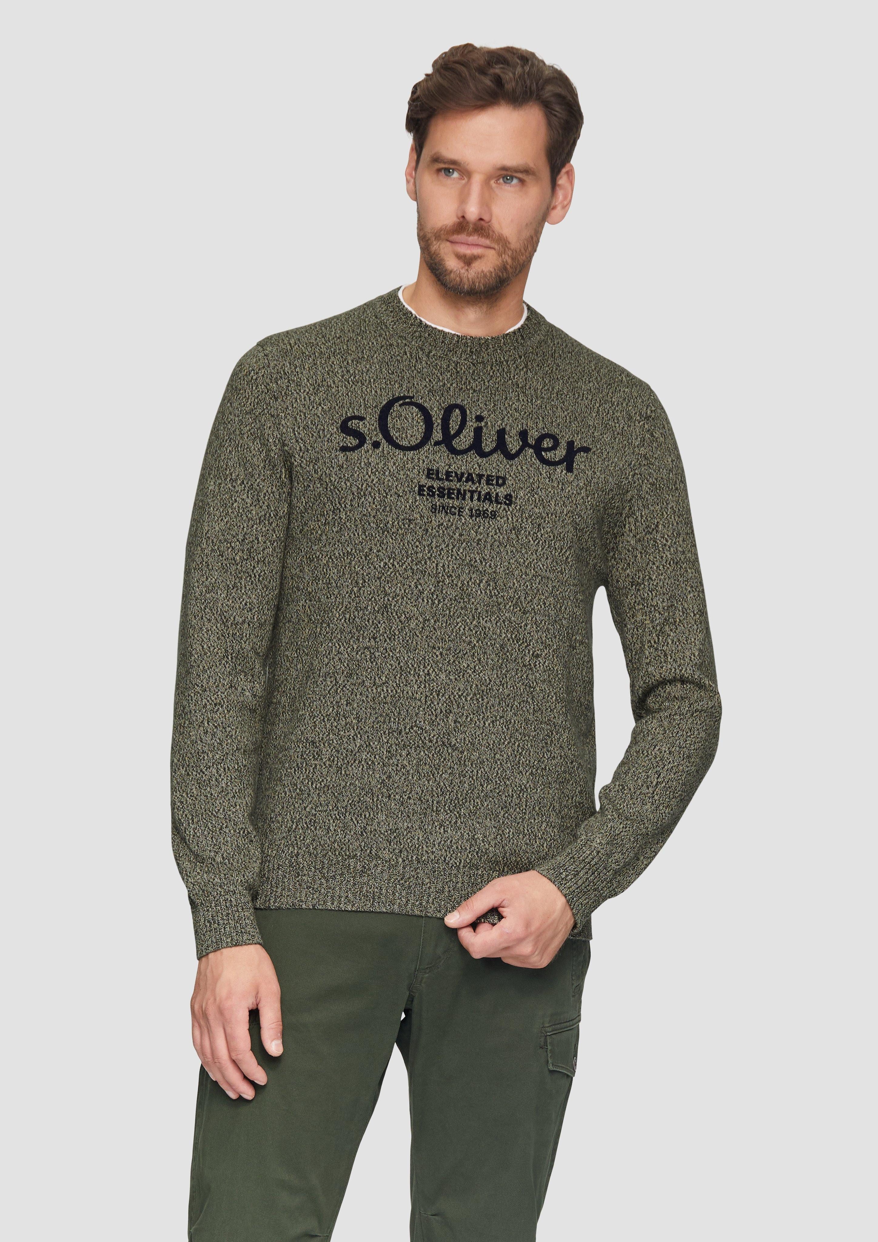 Strickpullover Strickpullover mit Logo in Melange-Optik