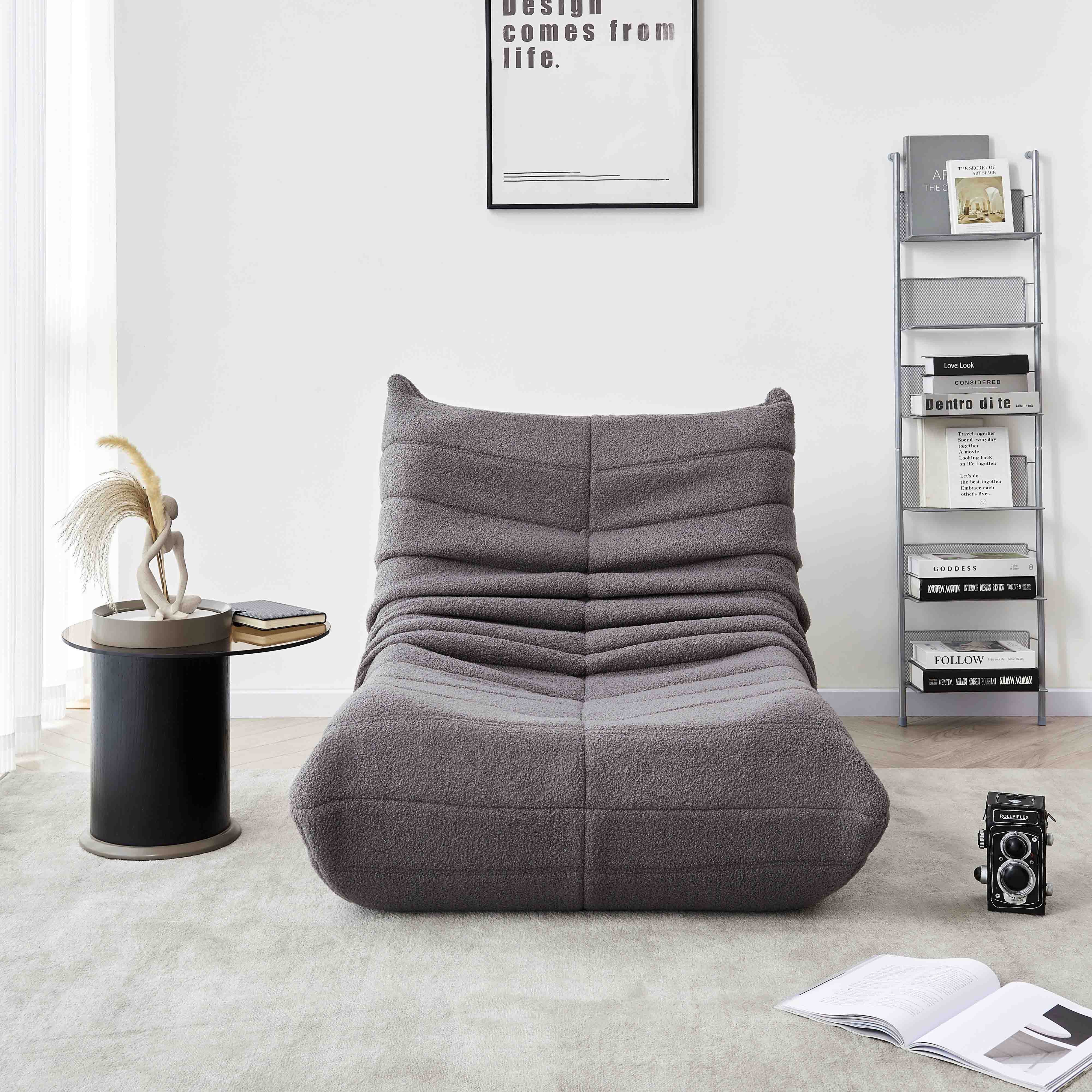 OKWISH Sofa Wohnzimmer Sofa, Loungesofa, Teddyfleece+Schaumstoff mit hoher Dichte, 36.00x40.00x28.30"(LxWxH) 1 Teile