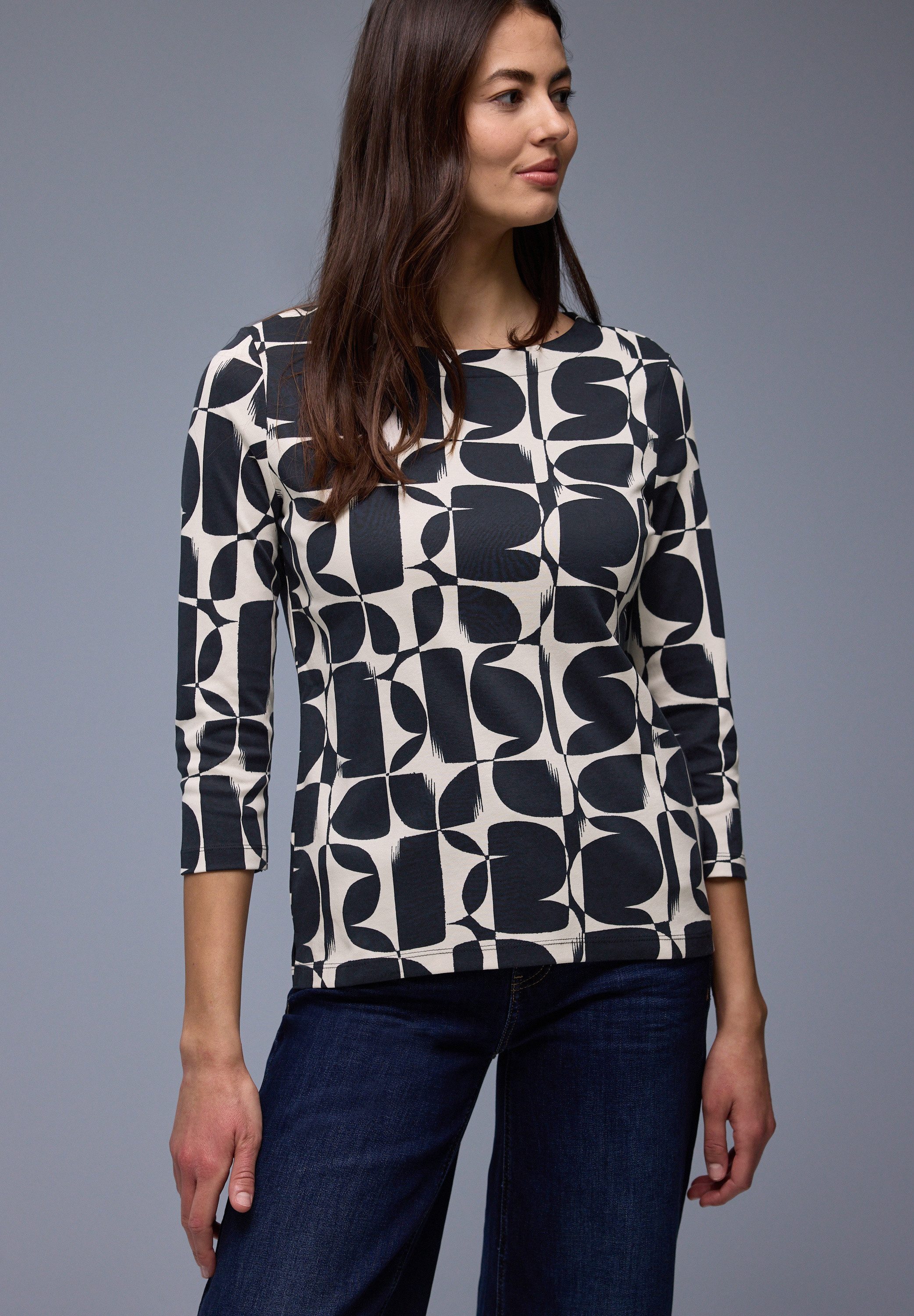 STREET ONE 3/4-Arm-Shirt mit All-Over Print günstig online kaufen